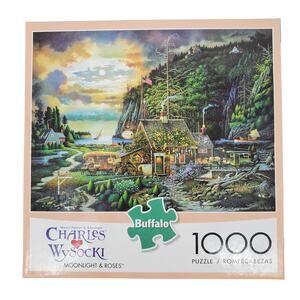 Buffalo Charles Wysocki Moonlight‎ And Roses Jigsaw Puzzle 1000 Piece Pre-Owned